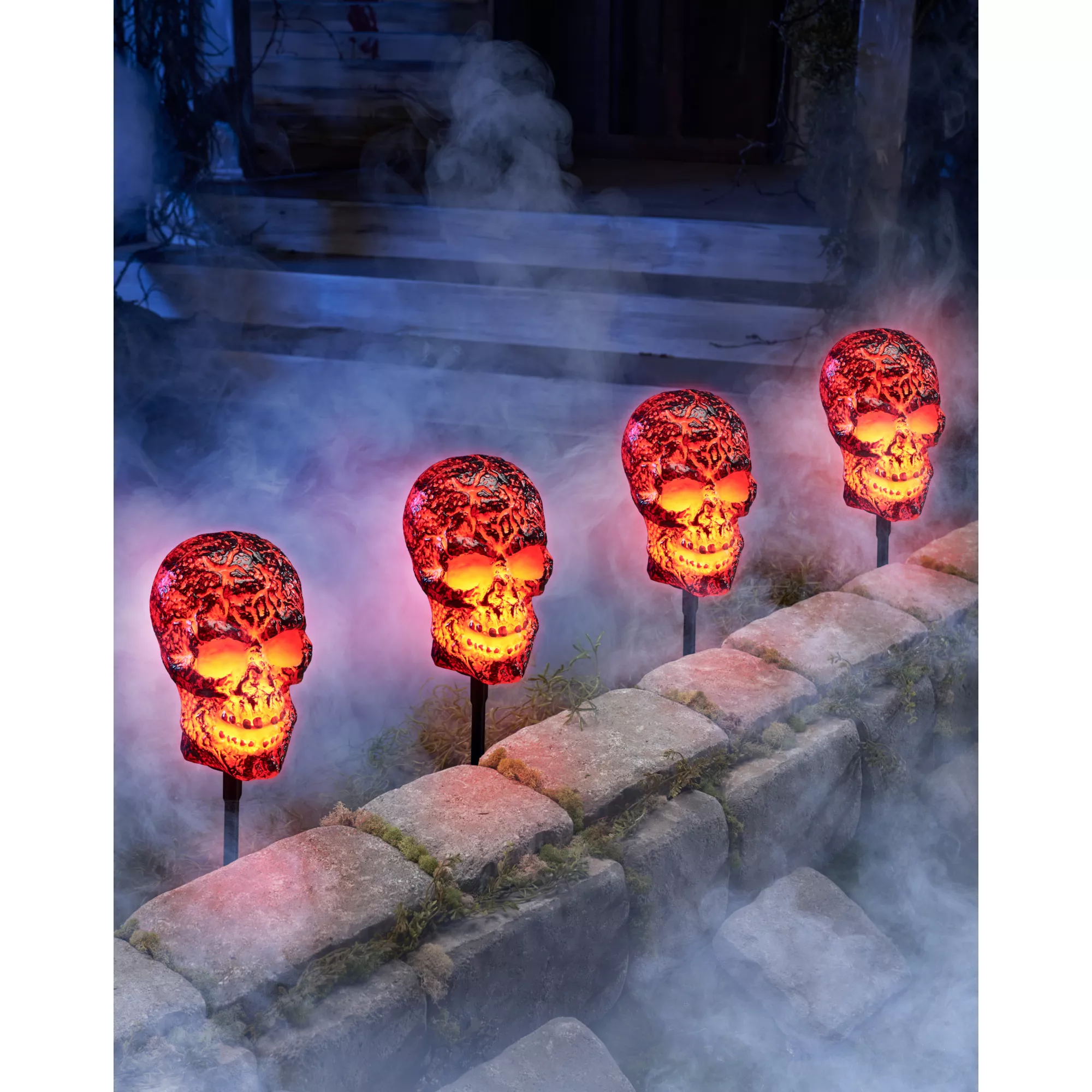 Burning Skull Pathway Markers at Spirit Halloween