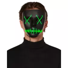 Light-Up EL Wire Green Stitched Black Half Mask at Spirit Halloween
