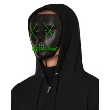 Light-Up EL Wire Green Stitched Black Half Mask at Spirit Halloween
