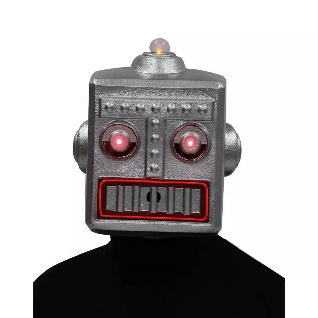 Light-Up EL Wire Vintage Robot Half Mask at Spirit Halloween