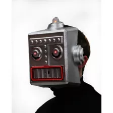 Light-Up EL Wire Vintage Robot Half Mask at Spirit Halloween