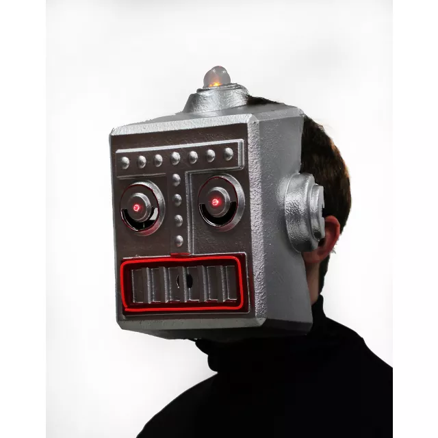 Light-Up EL Wire Vintage Robot Half Mask at Spirit Halloween
