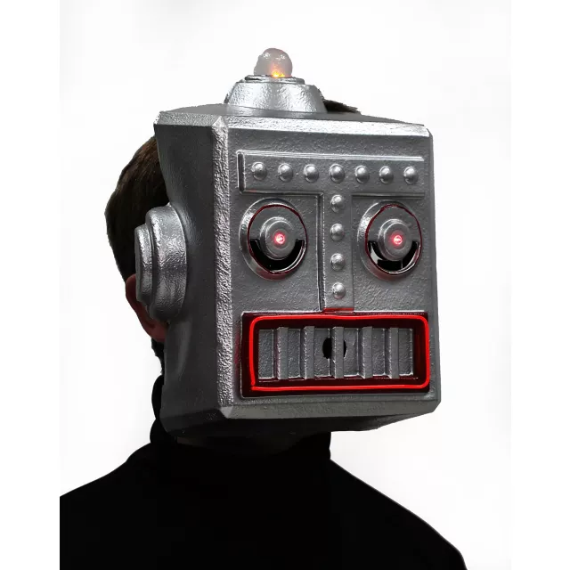 Light-Up EL Wire Vintage Robot Half Mask at Spirit Halloween