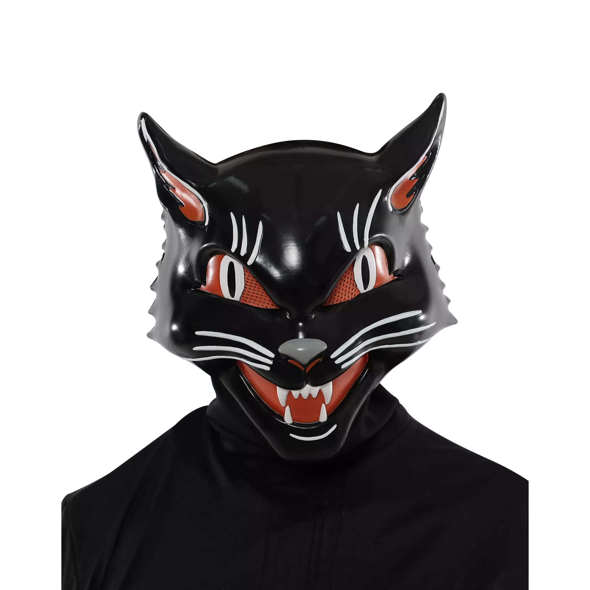 Vintage Grinning Black Cat Half Mask at Spirit Halloween
