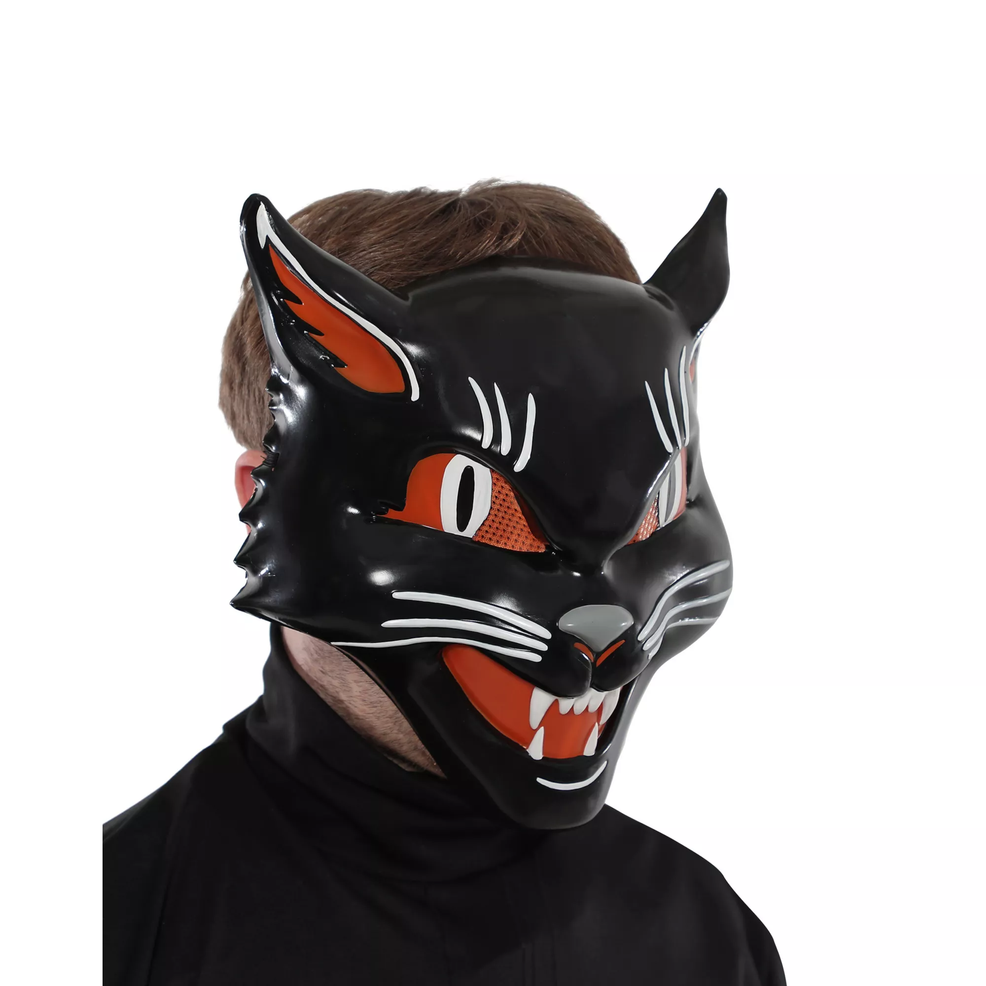 Vintage Grinning Black Cat Half Mask at Spirit Halloween