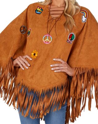 Adult Free Spirit Poncho Hippie Costume