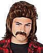 Brown Mullet Wig With Mustache