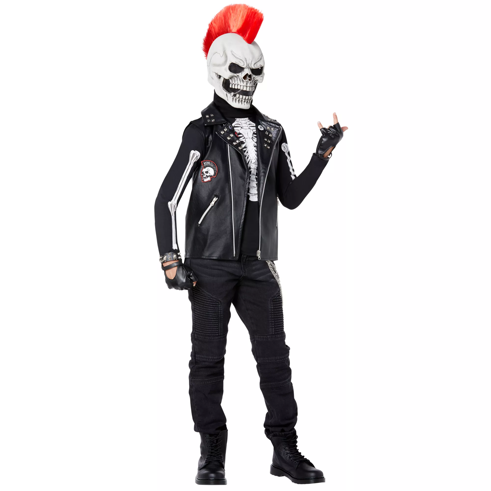 Kids Dark Rebel Punk Skeleton Costume at Spirit Halloween
