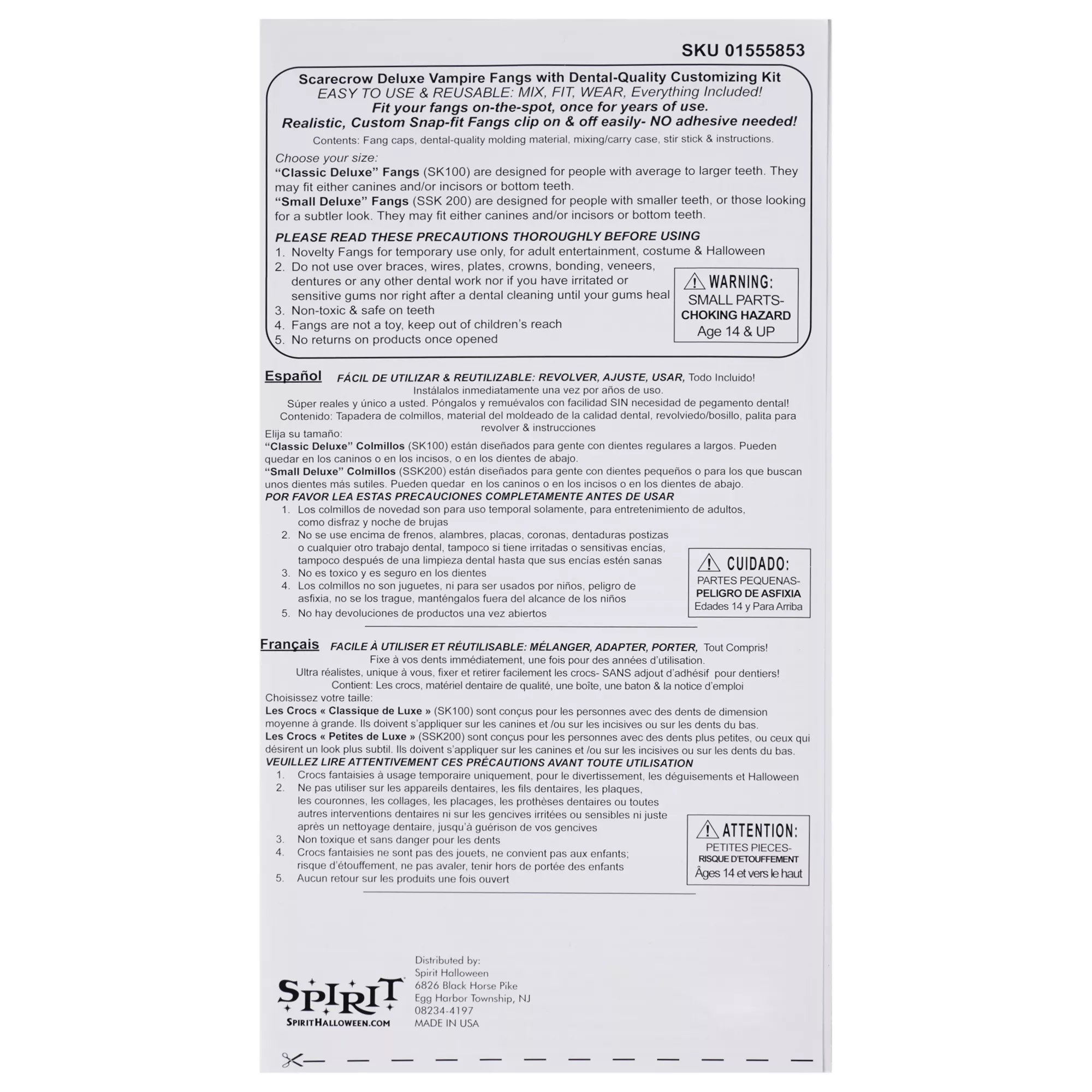 Glam Deluxe Vampire Fangs - Scarecrow at Spirit Halloween