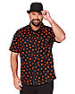Pumpkin Print Button Down Plus Size Shirt