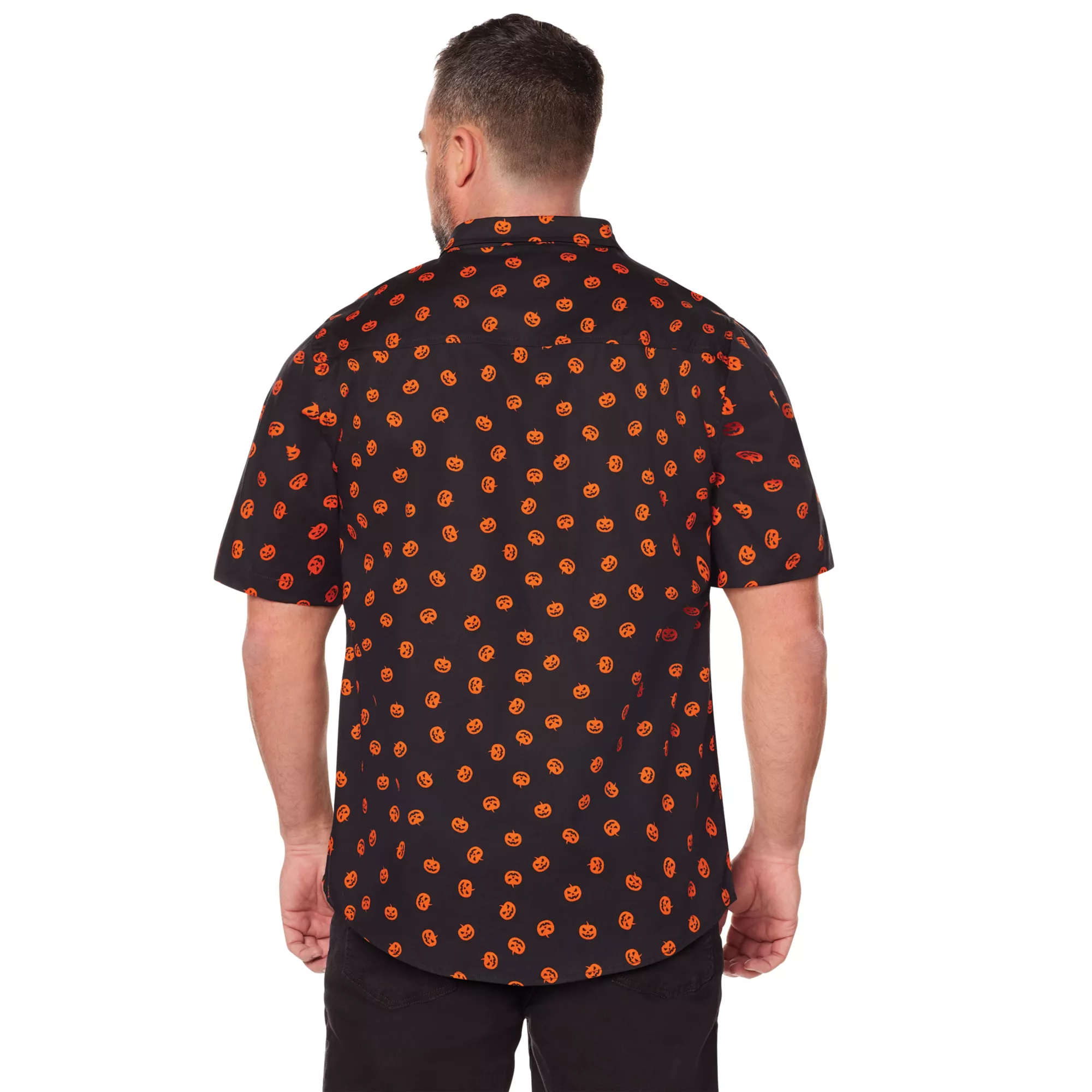 Pumpkin Print Button Down Plus Size Shirt at Spirit Halloween