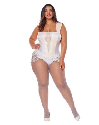  Plus Size White Bodysuit