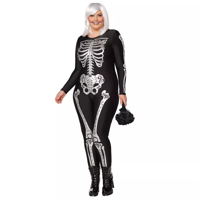 Adult Skeleton Plus Size Catsuit Spirithalloween