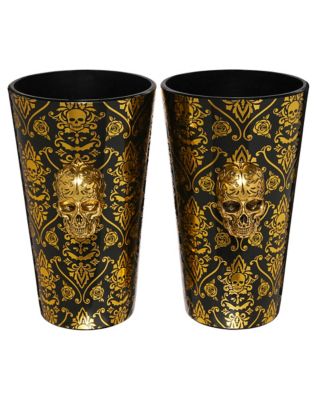 01564442 - Gothic Noir Skull Glass Set 2 Pack - 16 oz.