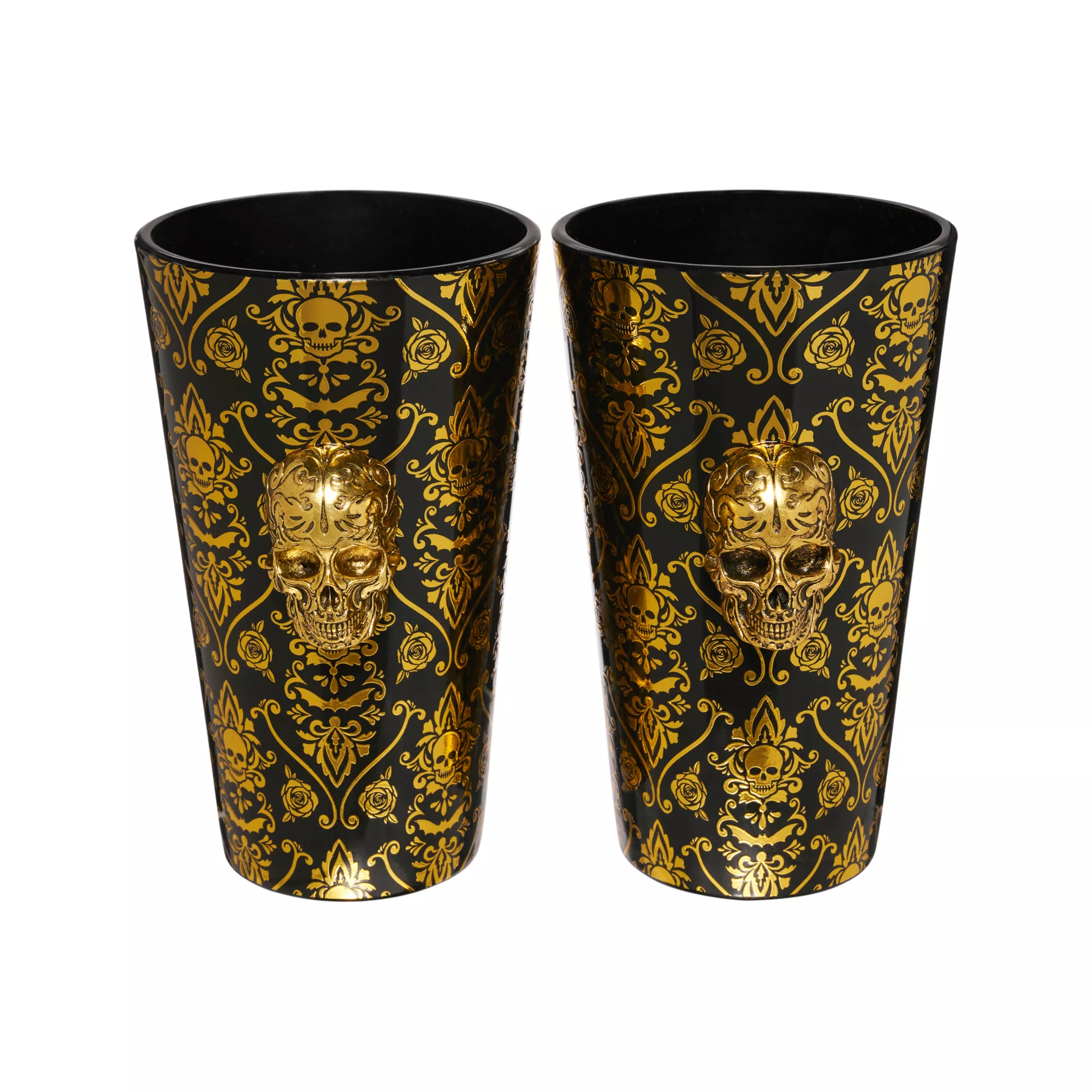 Gothic Noir Skull Glass Set 2 Pack - 16 oz. at Spirit Halloween