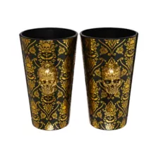 Gothic Noir Skull Glass Set 2 Pack - 16 oz. at Spirit Halloween