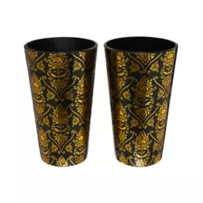 Gothic Noir Skull Glass Set 2 Pack - 16 oz. at Spirit Halloween