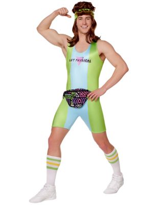 80s Workout Costume Adult Neon Jazzercise Aerobics Outfit Halloween Fancy  Dress