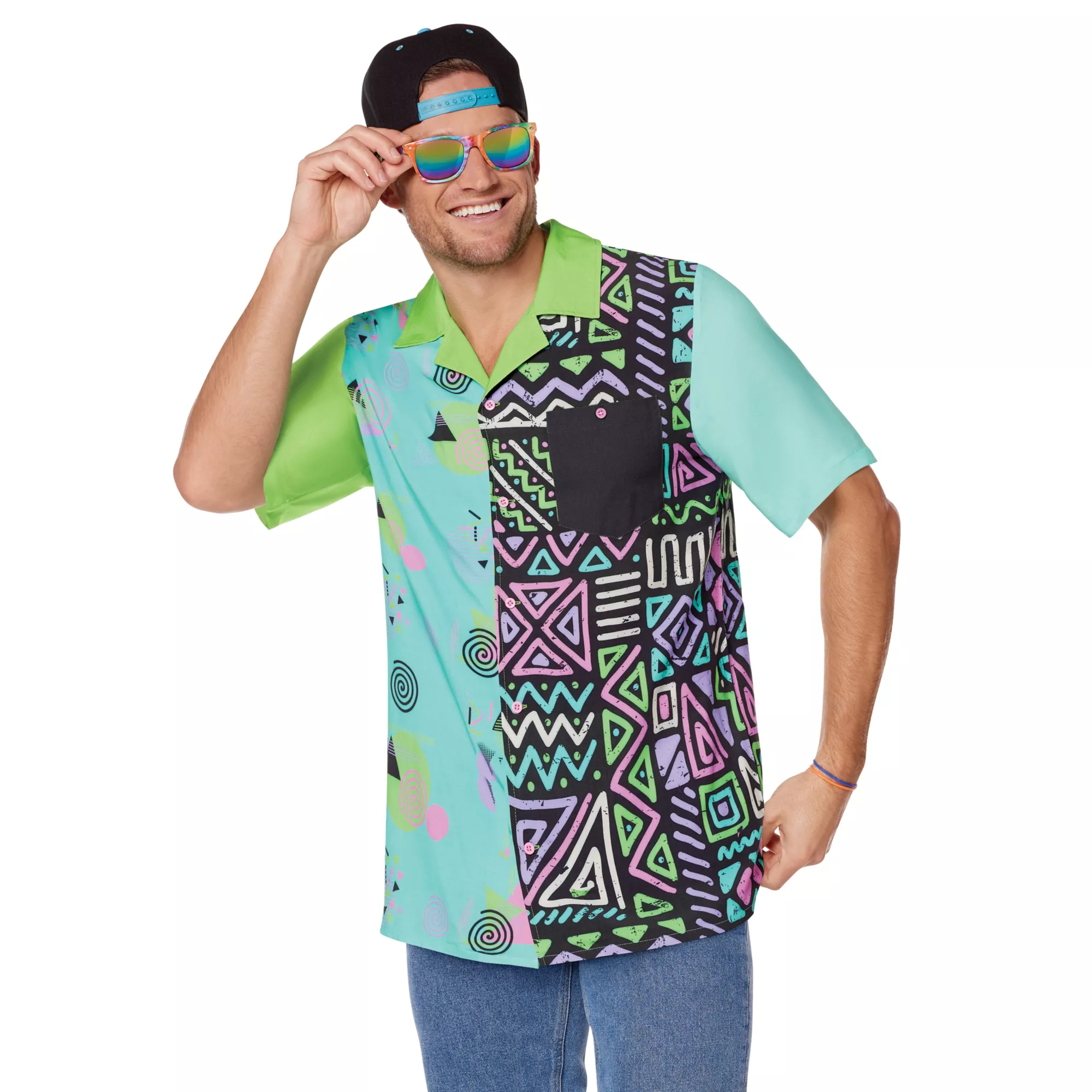 Adult '80s Button Down Shirt at Spencer's