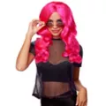 Hollywood Glam Curls Wig Pink at Spirit Halloween
