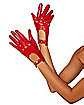 Red Faux Leather Gloves