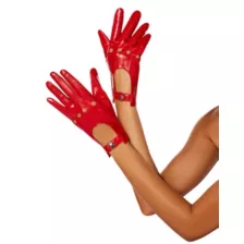 Red Faux Leather Gloves at Spirit Halloween