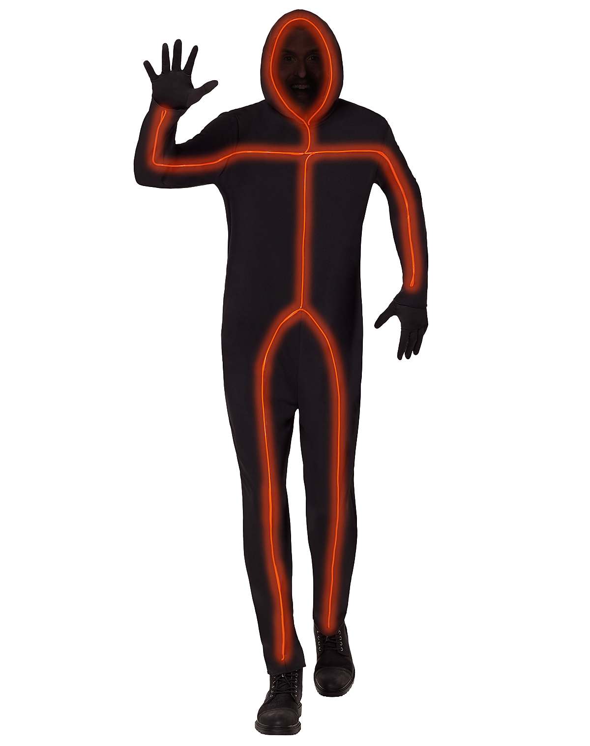 Adult Light-Up EL Wire Orange Stick Figure Costume