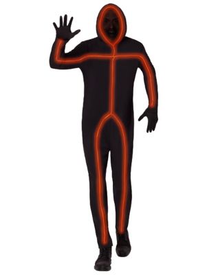 01571108 - Adult Light-Up EL Wire Orange Stick Figure Costume