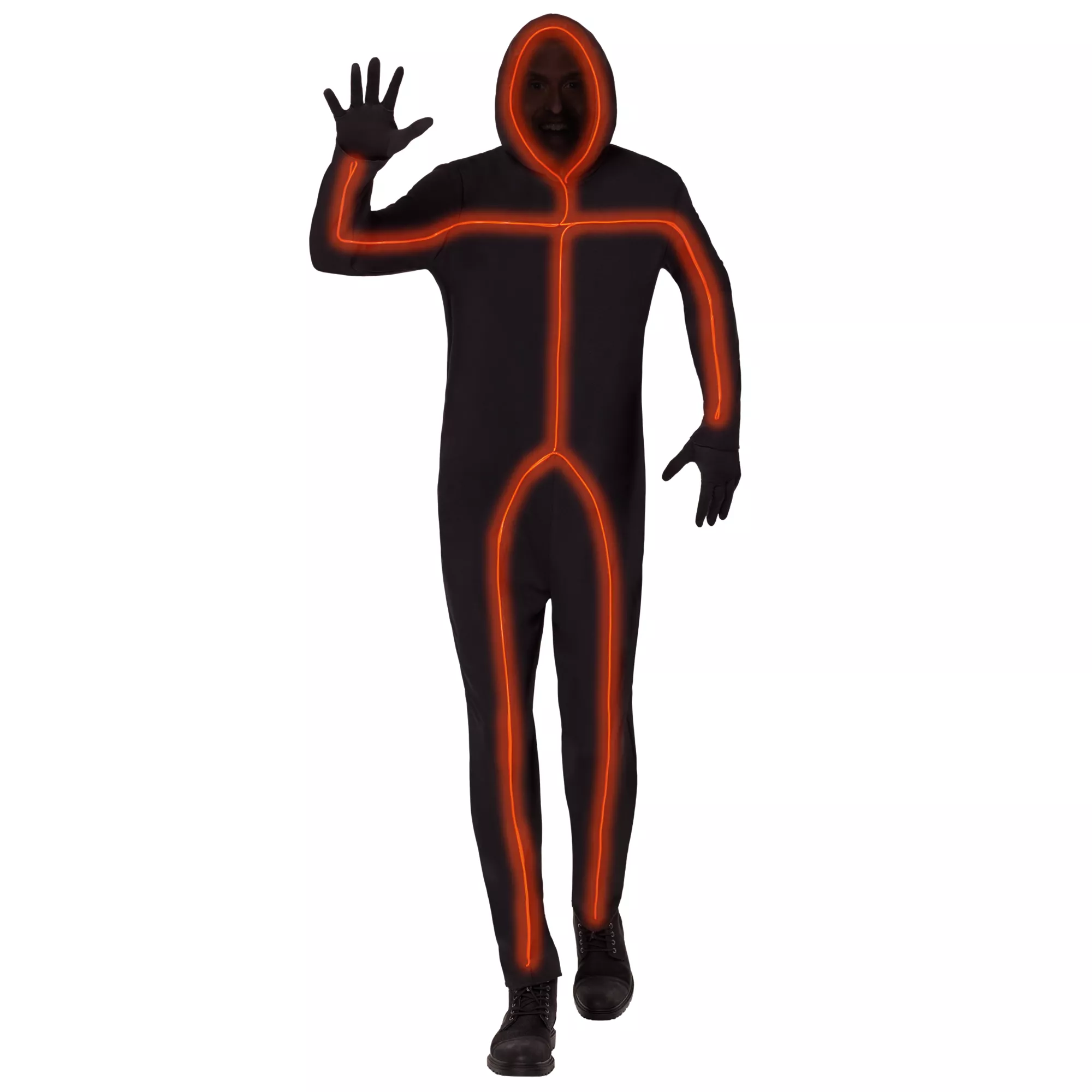 Adult Light-Up EL Wire Orange Stick Figure Costume at Spencer's