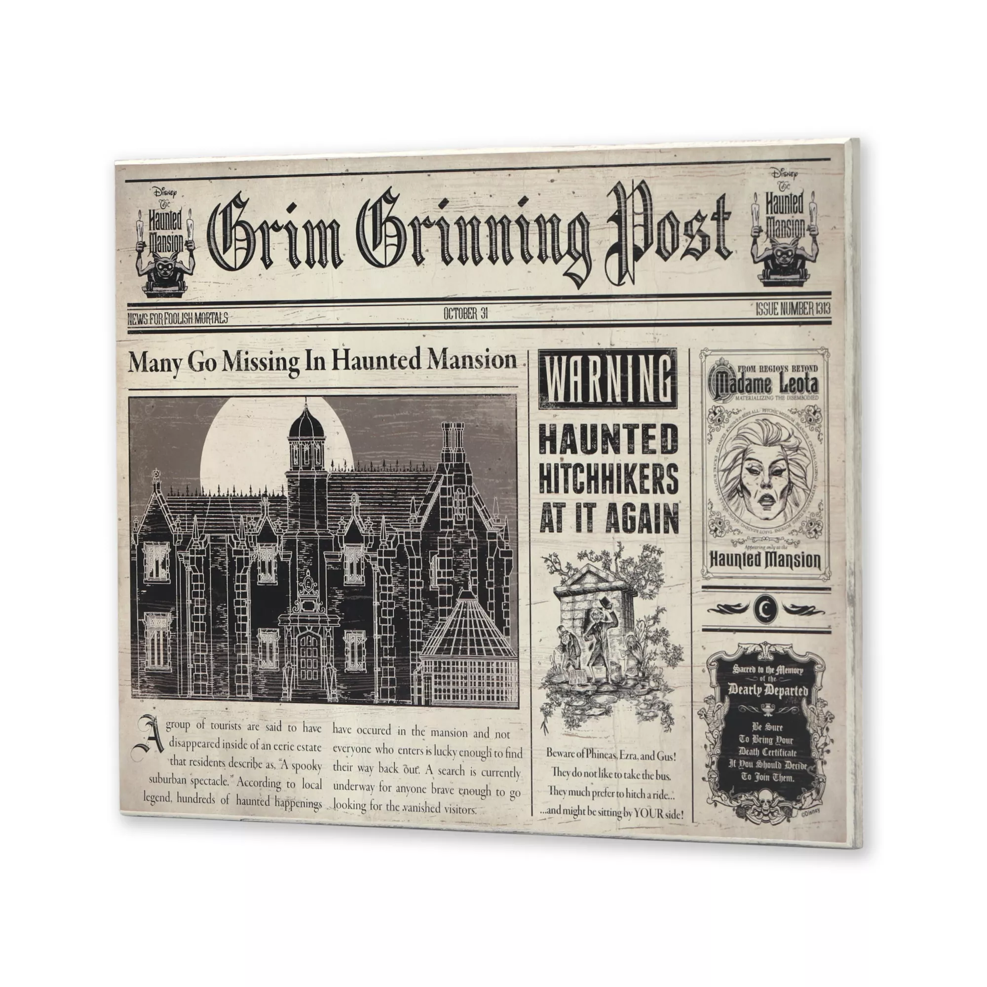 Newspaper Sign - Disney The Haunted Mansion at Spencer's