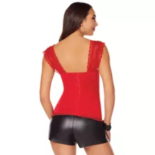 Adult Red Lace Cap Sleeve Corset at Spirit Halloween