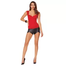 Adult Red Lace Cap Sleeve Corset at Spirit Halloween
