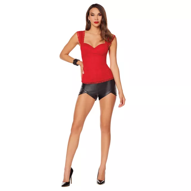 Adult Red Lace Cap Sleeve Corset at Spirit Halloween