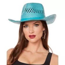 Blue Straw Cowboy Hat at Spirit Halloween