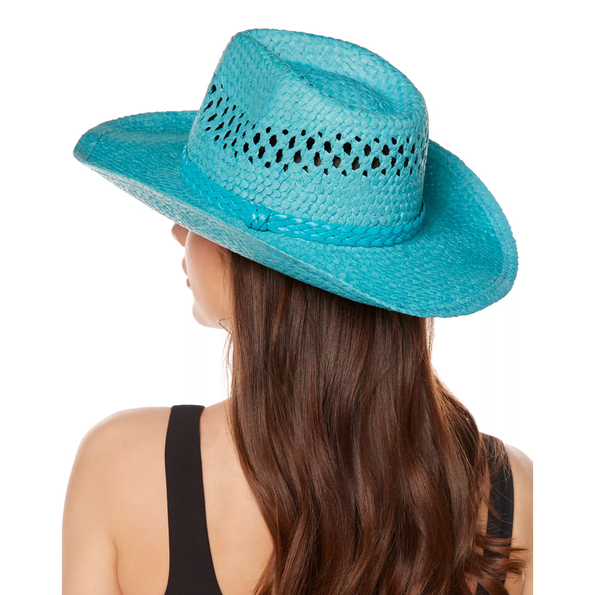 Blue Straw Cowboy Hat at Spirit Halloween