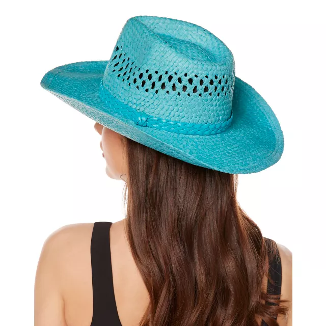 Blue Straw Cowboy Hat at Spirit Halloween