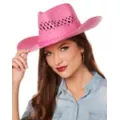 Pink Straw Cowboy Hat at Spirit Halloween