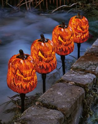 Light-Up LED Jack-O-Lantern Pathway Markers