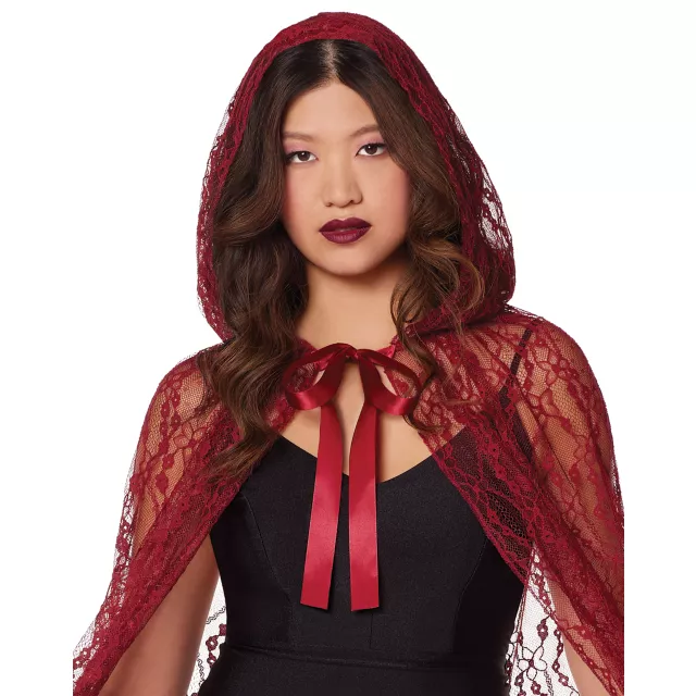 Red lace cape fashion