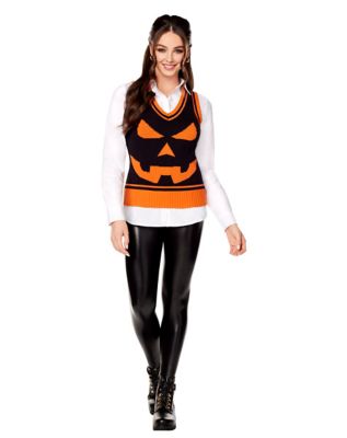 BESTSPR Sweater Vest Women Halloween Skull Jacquard Diamond Check