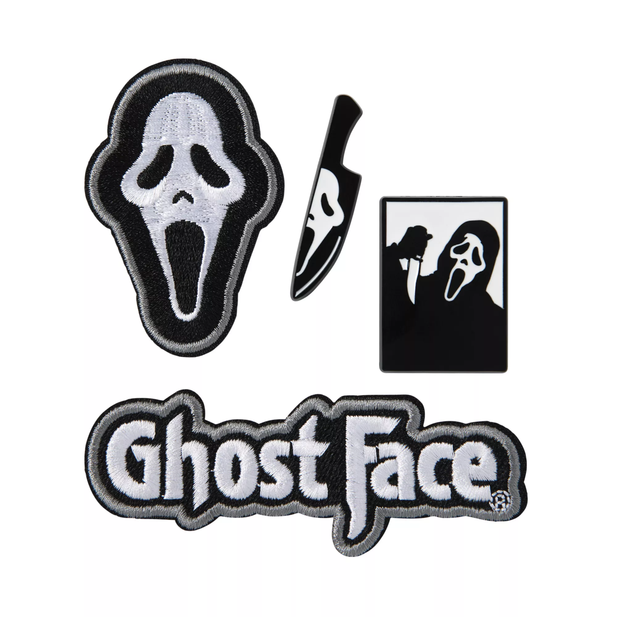 Ghost Face Patch and Pin Set at Spencer's