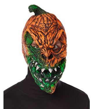UV Light Reactive Pumpkin Half Mask