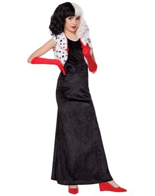 Cruella De Vil Costume, Cruella DeVil Coat Black Dress and Red