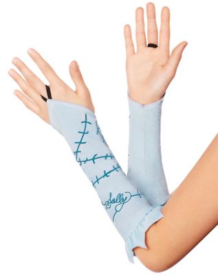 Kids Sally Ruffle Fingerless Gloves - The Nightmare Before Christmas, Light Blue - Spirit Halloween