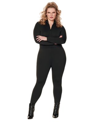 Adult Black Long Sleeve Zip Plus Size Catsuit, 1X - Spirit Halloween