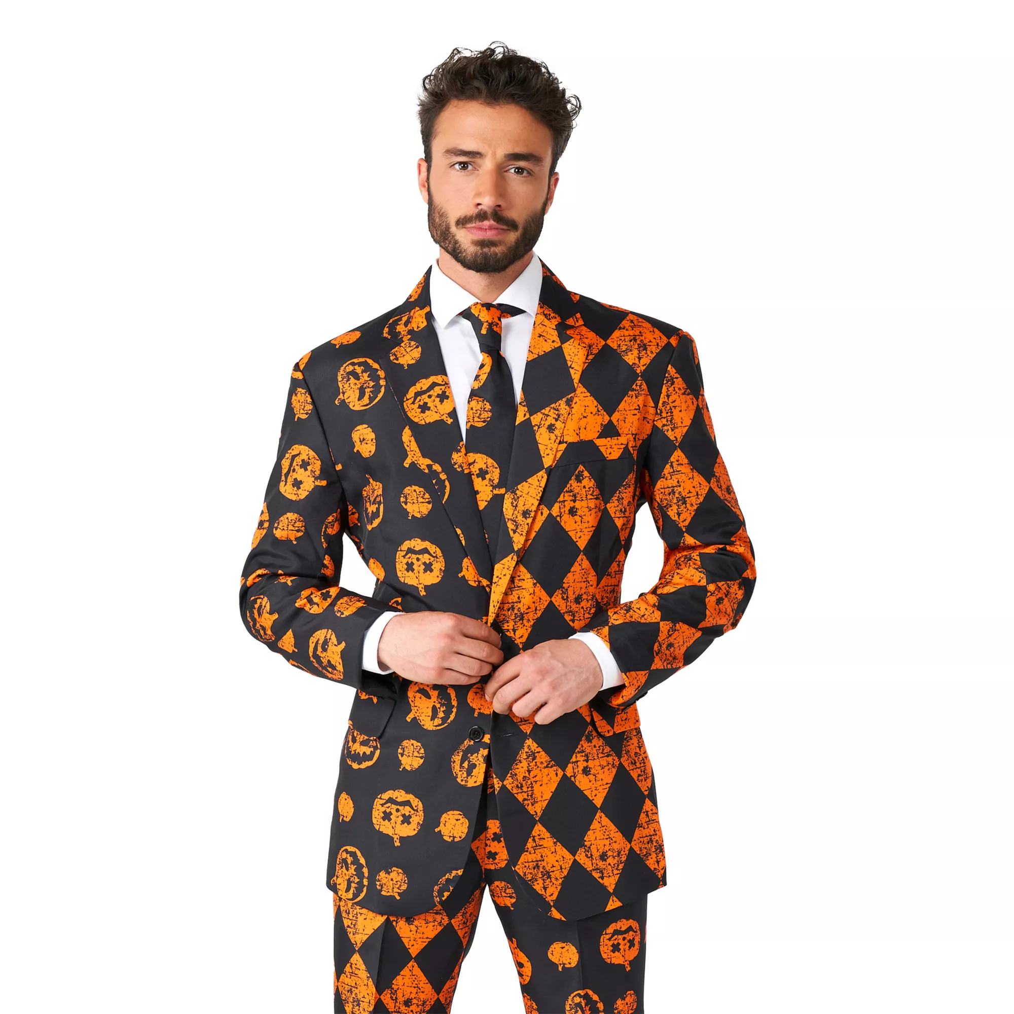 Adult Distressed Pumpkin Party Suit at Spirit Halloween