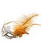 Gold Feather and Lace Eye Half Mask