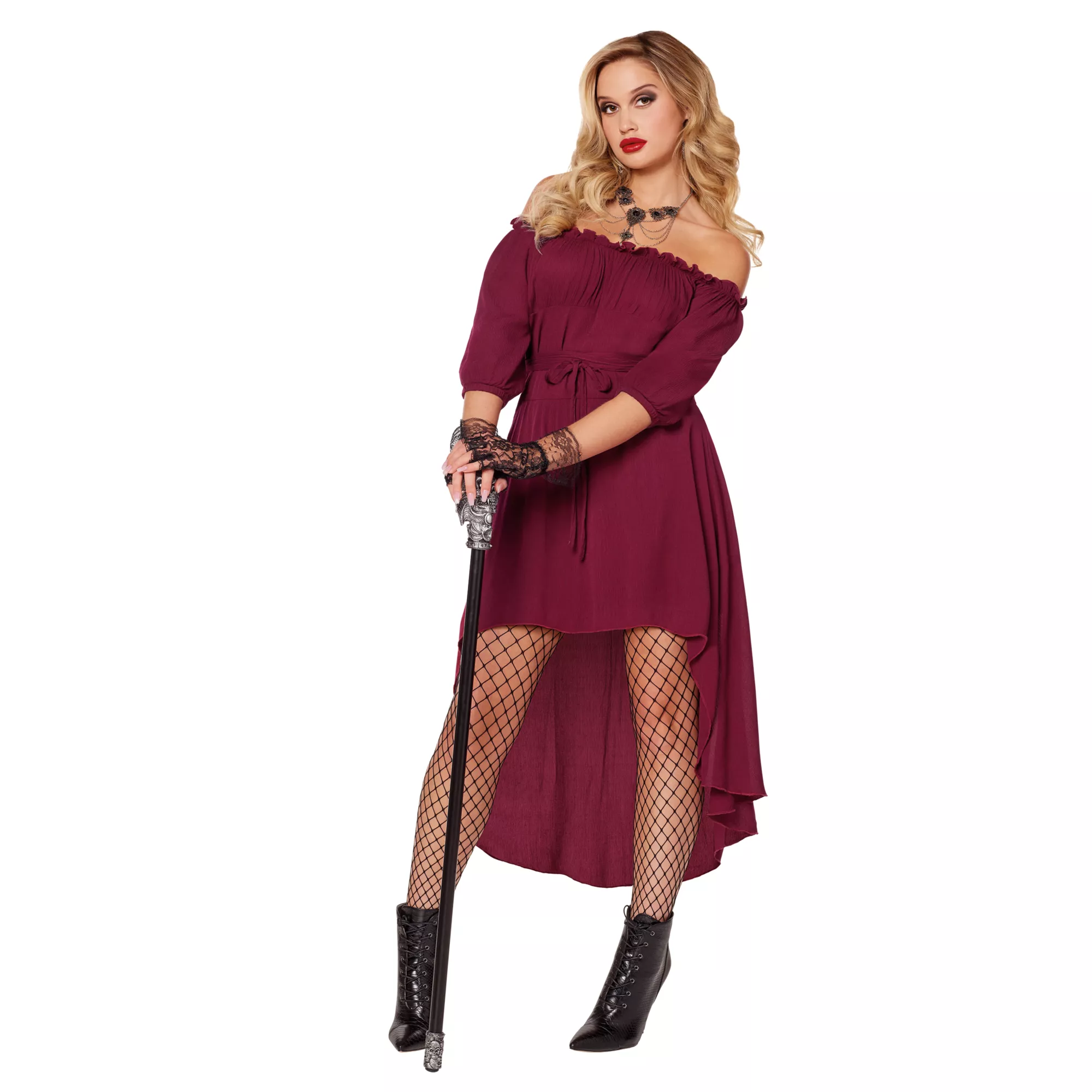Adult Burgundy Peasant Dress at Spirit Halloween