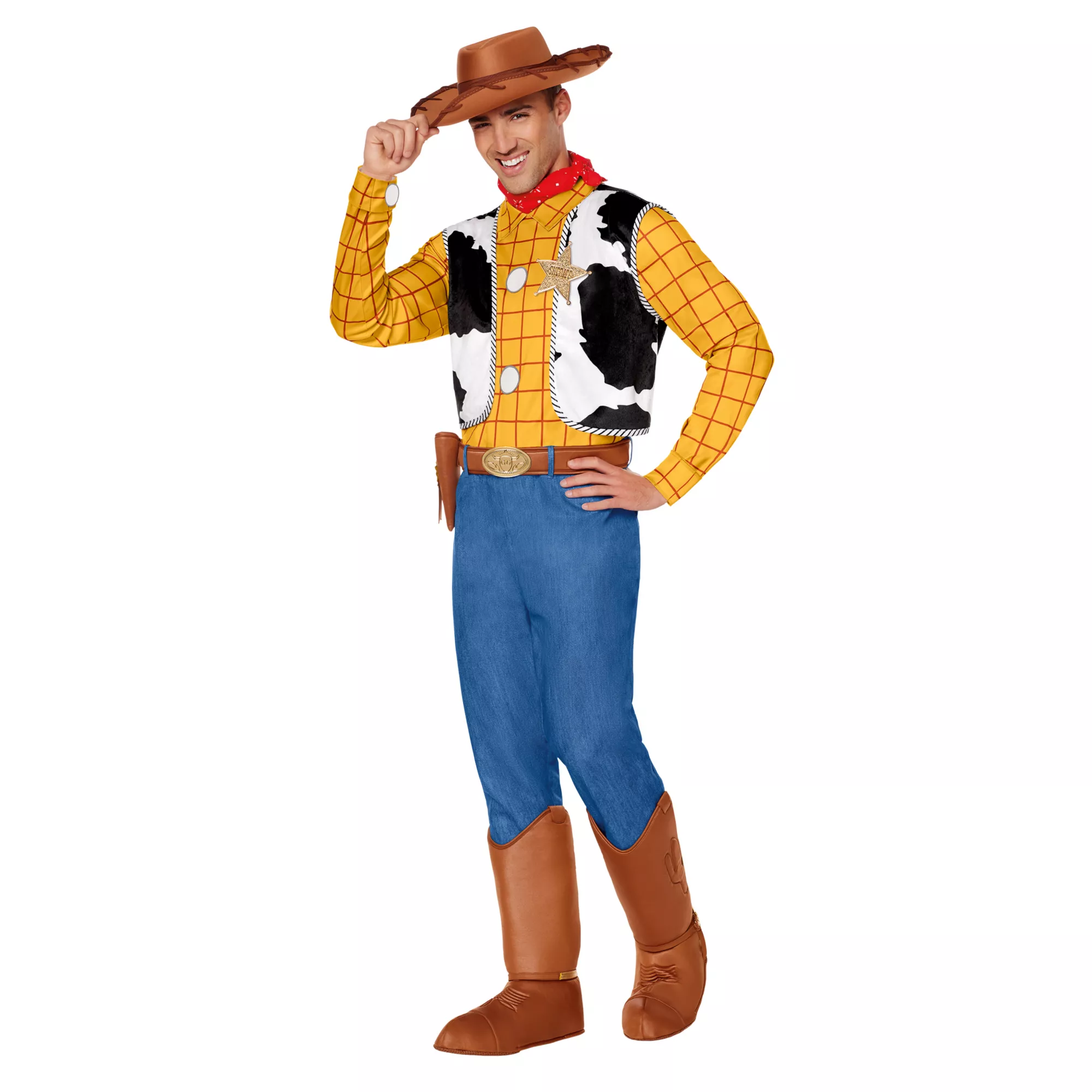 Adult Woody Jumpsuit Costume - Toy Story at Spirit Halloween
