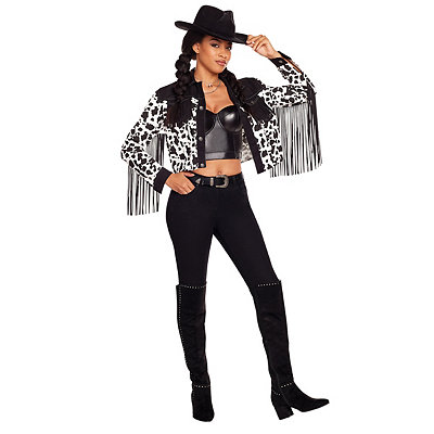 Kids Western Cowboy Cowgirl Pants Wild West Cow Print Tassels Trousers  Halloween Cosplay Costume for Boys Girls